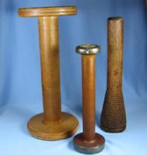 Thread SPOOL Group - Antique Wooden Textile Thread spools
