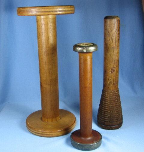 Thread SPOOL Group - Antique Wooden Textile Thread spools