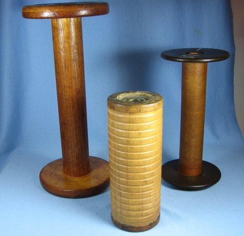 Thread SPOOL Group - Antique Wooden Textile Thread spools