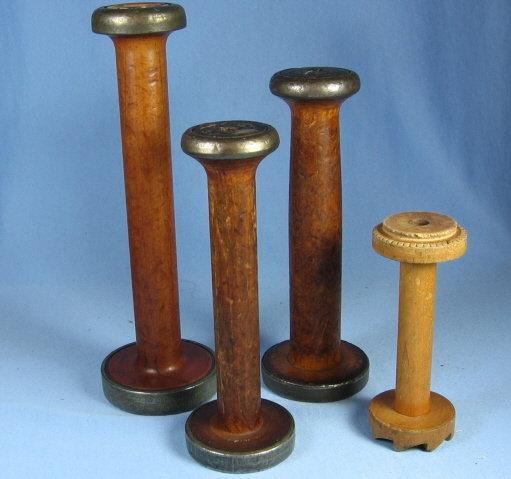 Thread SPOOL Group - Antique Wooden Textile Thread spools