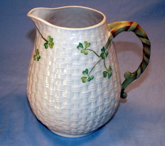 IRISH BELLEEK Shamrock Design Porcelain Milk Pitcher