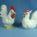 KREISS Chicken ROOSTER & HEN pr - Vintage Pottery Salt & Pepper SHAKERS