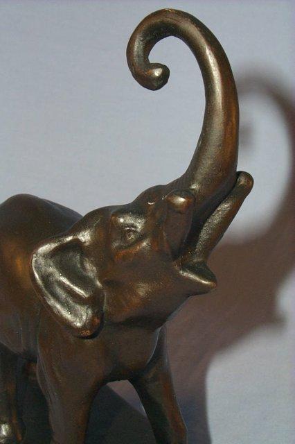 One ELEPHANT CHARGE Bronze Clad Bookend - Metalware