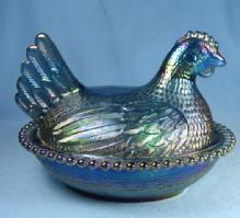 HEN on NEST - Indiana BLUE Glass Chicken Candy Dish