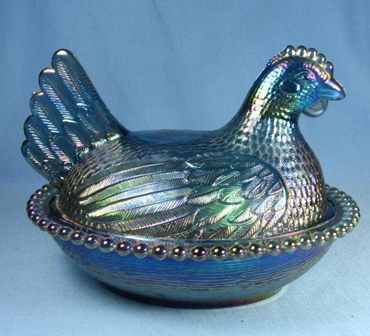 HEN on NEST - Indiana BLUE Glass Chicken Candy Dish