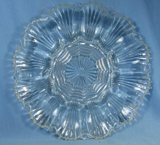 OYSTER or MUSSEL Serving Plate Tray - Vintage Clear Glass