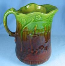 Large Yellow Ware Pitcher Antique Stoneware Pottery