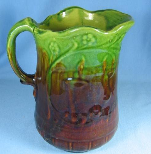 Large Yellow Ware Pitcher Antique Stoneware Pottery