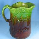 Large Yellow Ware Pitcher Antique Stoneware Pottery