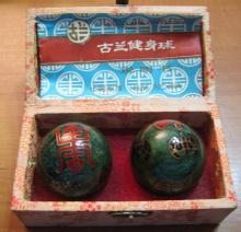 Oriental Cloisonne BAODING IRON BALL - Pair of balls for Health and Healing - metalware