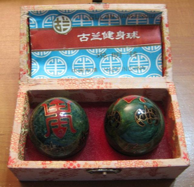 Oriental Cloisonne BAODING IRON BALL - Pair of balls for Health and Healing - metalware