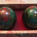 Oriental Cloisonne BAODING IRON BALL - Pair of balls for Health and Healing - metalware