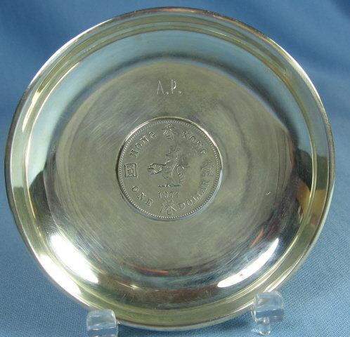 Hong Kong SILVER DOLLAR Dish - 1974 Coin