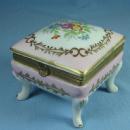 Hand Painted Dresden Porcelain Covered BOX - Jewelry or Trinket Hinged Lid Box