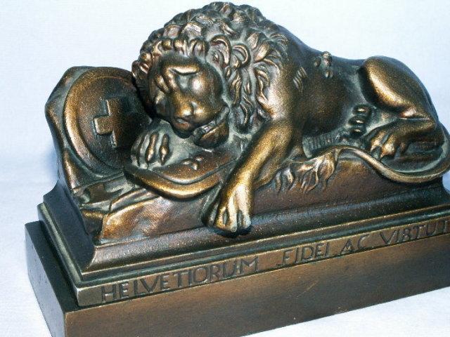 LION OF LUCERNE Cast Iron Bookends - Metalware