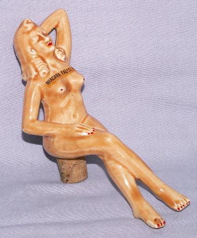 Nude Lady Niagara Falls Souvenir Porcelain Bottle Stopper