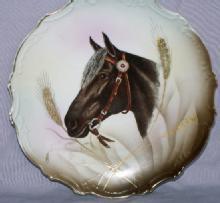 German HORSE Image Porcelain Hanging Plate