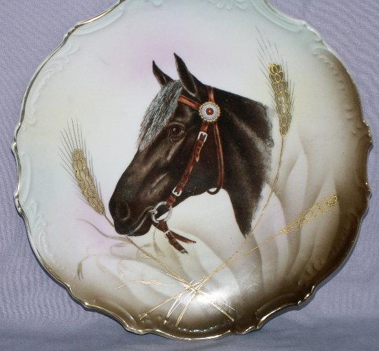 German HORSE Image Porcelain Hanging Plate