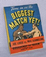 BUICK 1936 Joe Louis/Max Schneling Boxing Match Book of Matches - Advertising