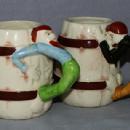 2 Occupied Japan Cowboy Handled Porcelain Mugs