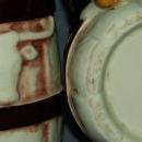 2 Occupied Japan Cowboy Handled Porcelain Mugs