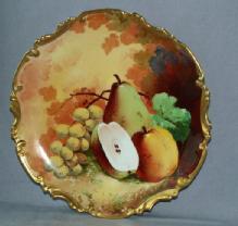 Artist Signed LIMOGES Porcelain Fruit Hanging Plate