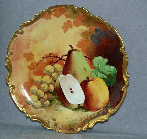 Artist Signed LIMOGES Porcelain Fruit Hanging Plate