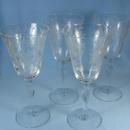 Elegant Etched Glass STEMWARE Group - Four (4) WINE GLASSES