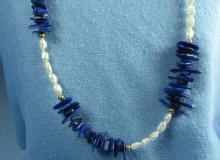 Genuine LAPIS & SEED PEARL Necklace - Vintage Jewelry