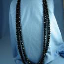 BLACK Faceted Crystal OPERA Length Necklace - Vintage Jewelry