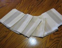 Antique Gold & Silver Thread Linen NAPKIN 6 pc Group - Vintage Textile