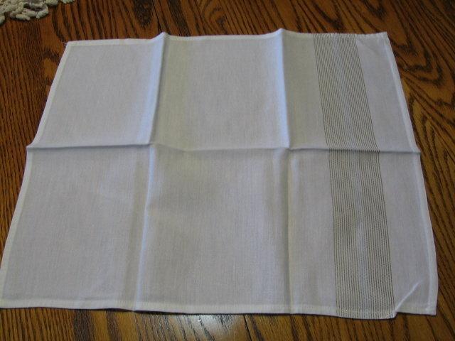 Antique Gold & Silver Thread Linen NAPKIN 6 pc Group - Vintage Textile