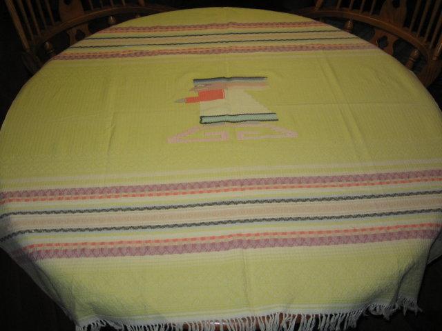 WESTERN Phoenix Bird Tablecloth - Vintage Textile