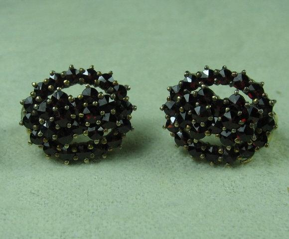 Bohemian GARNET Earrings - Antique Fine Jewelry