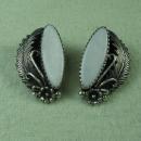 Navajo Indian Sterling Silver & MOP Earrings - Antique Ethnographic Jewelry