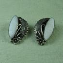 Navajo Indian Sterling Silver & MOP Earrings - Antique Ethnographic Jewelry