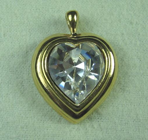 Huge Rhinestone HEART Pendant - Vintage Estate Jewelry