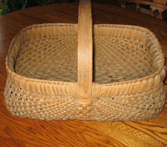 BUTTOCK BASKET - Antique Primitive Woven Splint Wood