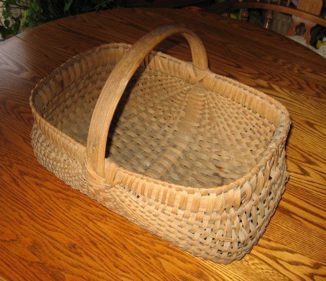 BUTTOCK BASKET - Antique Primitive Woven Splint Wood