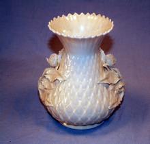 IRISH BELLEEK Porcelain Rose Decorated Vase