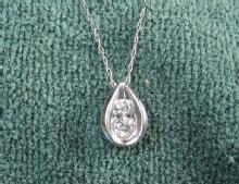 DIAMOND Pendant Necklace ~ 14K White Gold .50 Diamond ~ Vintage Jewelry