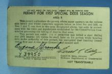 1957 Sporting Deer Permit License
