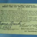 1957 Sporting Deer Permit License