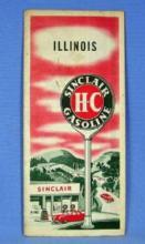 1950 Sinclair H-C Gasoline Illinois Map