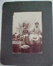 1890 Two Barefoot SMILING Boys with Hats - Paper