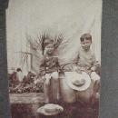 1890 Two Barefoot SMILING Boys with Hats - Paper