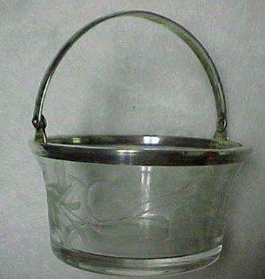 Sterling Handled Glass Basket - Glass