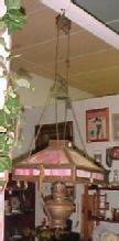 MISSION Hanging Oil Lamp w Slag Glass & Motor - FAL
