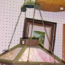 MISSION Hanging Oil Lamp w Slag Glass & Motor - FAL