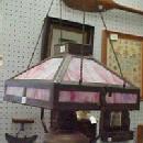 MISSION Hanging Oil Lamp w Slag Glass & Motor - FAL